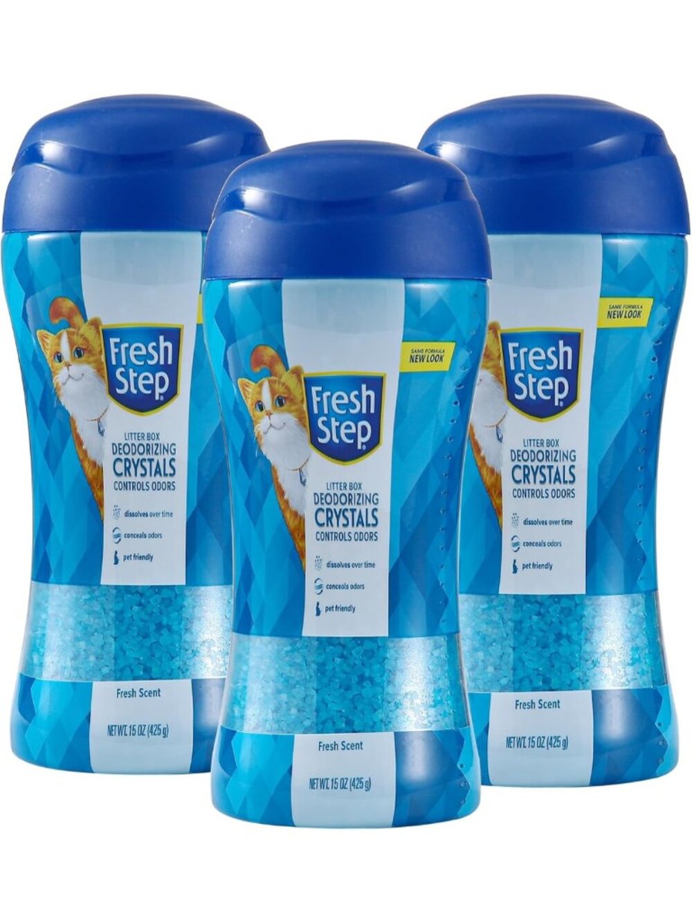 Fresh Scent Cat Litter Crystals Deodorizer - 15 Oz, 3-Pack for Odor Control